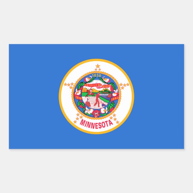 Pegatina Rectangular Diseño de la bandera del estado de Minnesota (Anverso)