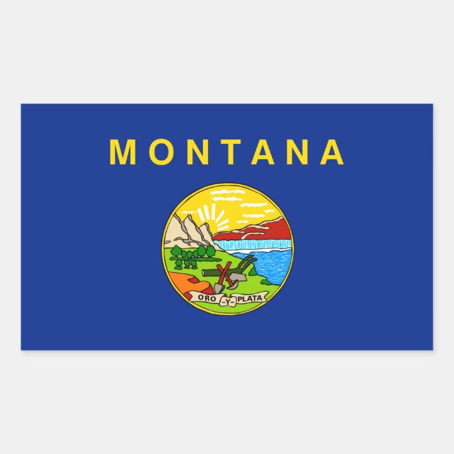 Pegatina Rectangular Diseño de la bandera del estado de Montana (Anverso)