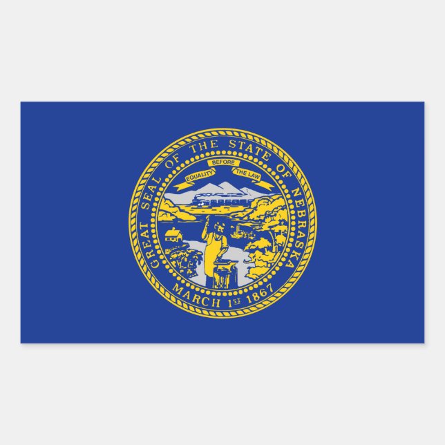 Pegatina Rectangular Diseño de la bandera del estado de Nebraska (Anverso)