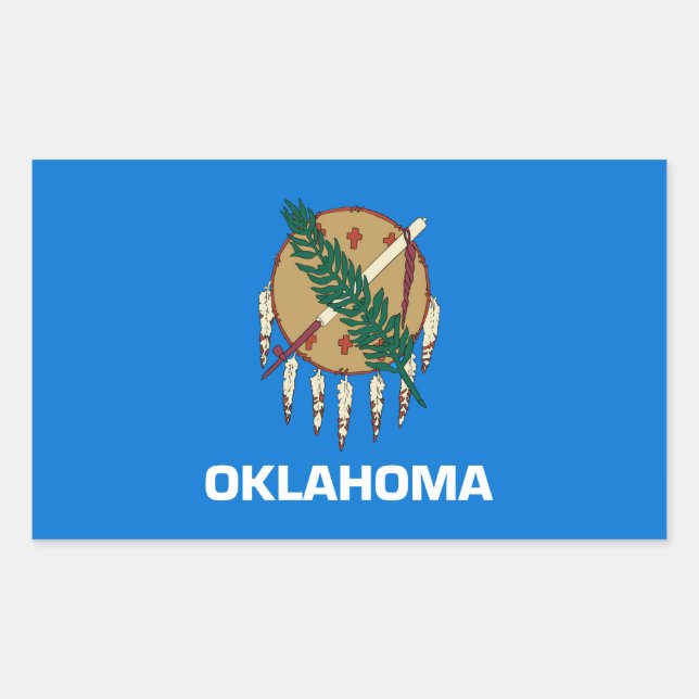 Pegatina Rectangular Diseño de la bandera del estado de Oklahoma (Anverso)