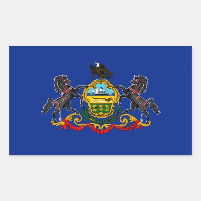 Pegatina Rectangular Diseño de la bandera del estado de Pennsylvania (Anverso)