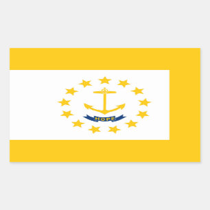 Pegatina Rectangular Diseño de la bandera del estado de Rhode Island