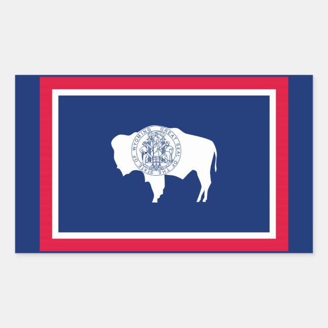 Pegatina Rectangular Diseño de la bandera del estado de Wyoming (Anverso)