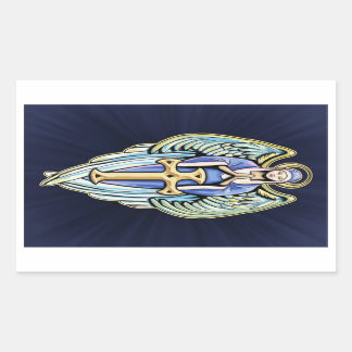 Pegatina Rectangular Diseño de la cruz del ángel de la tutela de la mad
