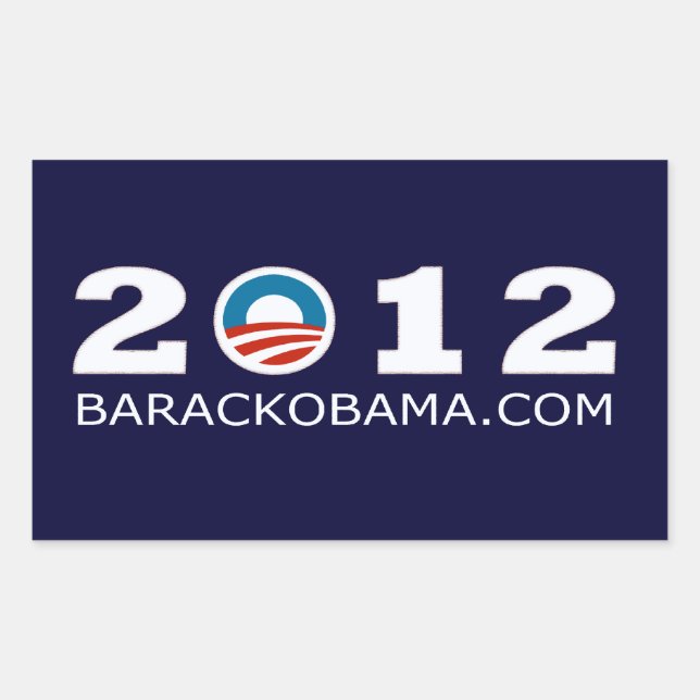 Pegatina Rectangular Diseño de la reelección de Barack Obama en 2012 (Anverso)