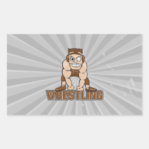 Pegatina Rectangular diseño de lucha libre loco