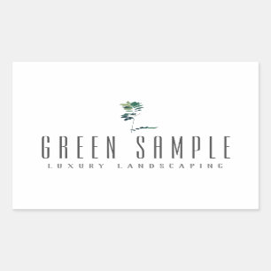Pegatina Rectangular Diseño de mano verde paisajista tipografía gráfica