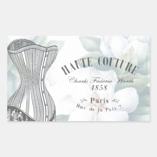 Pegatina Rectangular Diseño de moda vintage Haute Couture (Anverso)