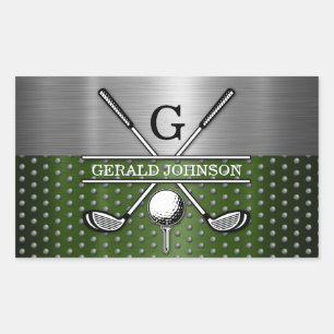 Pegatina Rectangular Diseño de monograma de golf personalizado