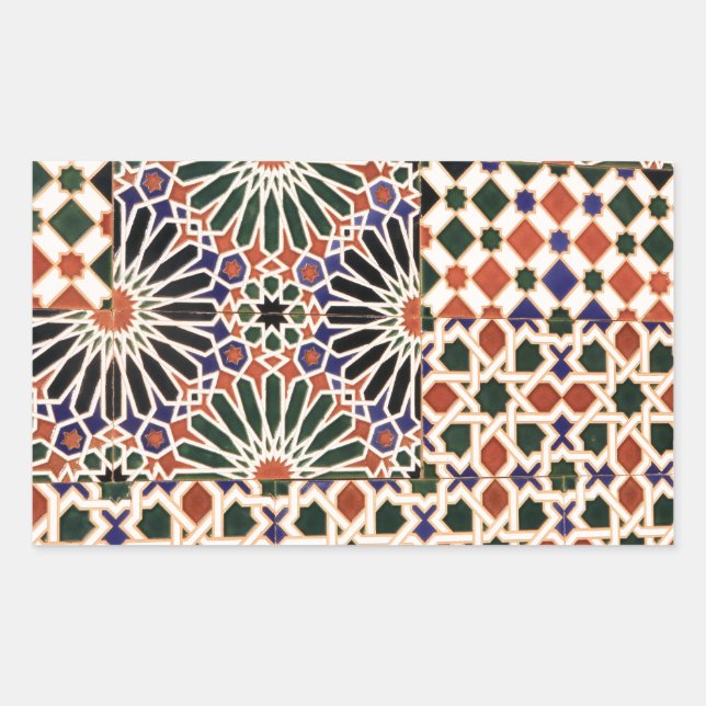 Pegatina Rectangular Diseño de mosaico cerámico (Anverso)