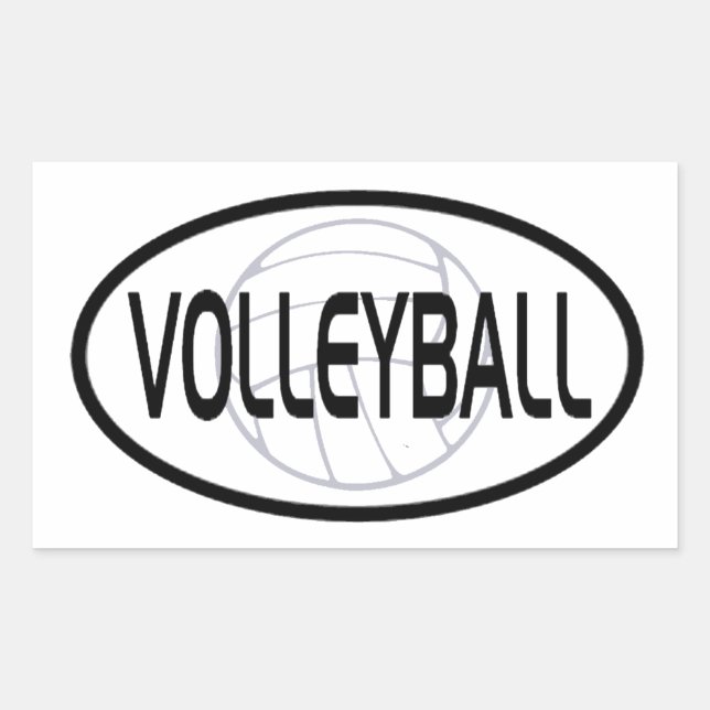 Pegatina Rectangular Diseño de óvalo de voleibol (Anverso)