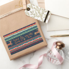 Pegatina Rectangular Diseño de patrones de saludos de Navidad