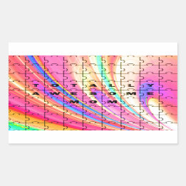 Pegatina Rectangular Diseño de rompecabezas rosa para mamá totalmente a