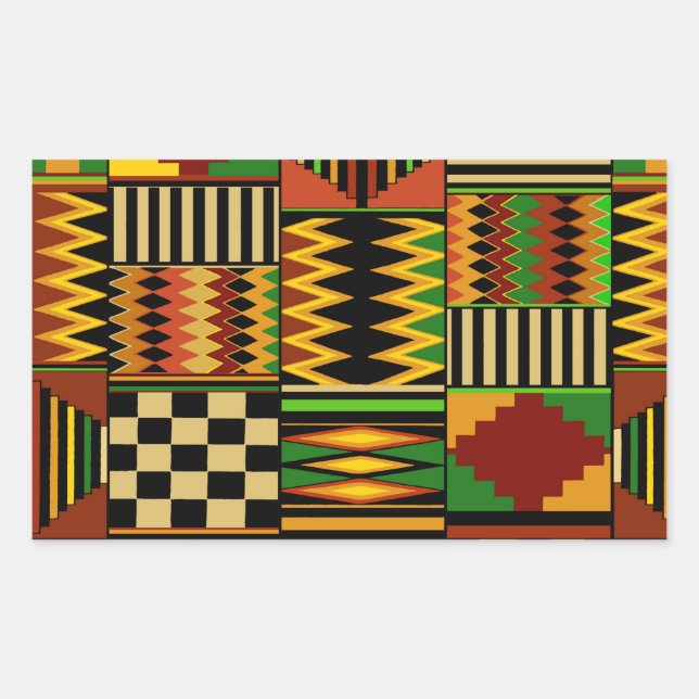 Pegatina Rectangular Diseño de ropa de kente real africana (Anverso)