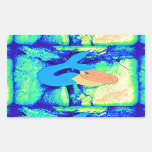 Pegatina Rectangular diseño de sirena de cabeza roja