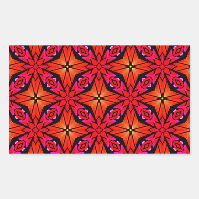 Pegatina Rectangular Diseño de Starburst Rojo (Anverso)