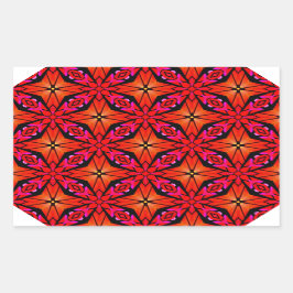 Pegatina Rectangular Diseño de Starburst Rojo