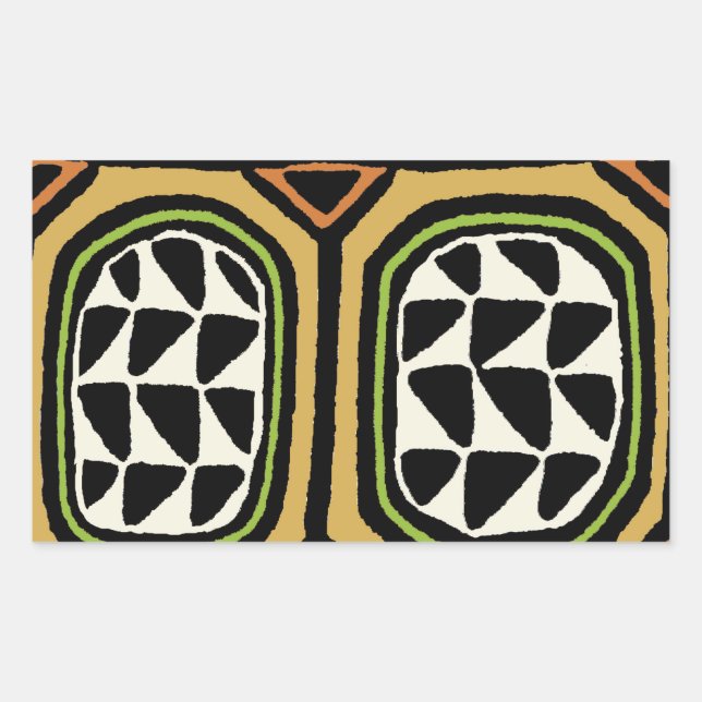 Pegatina Rectangular Diseño de Textil Africano Kuba (Anverso)