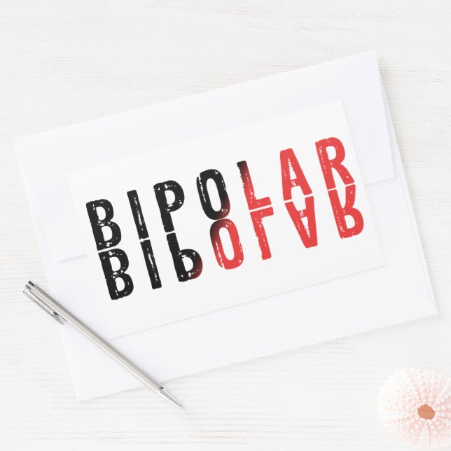 Pegatina Rectangular Diseño de texto bipolar (Sobre)