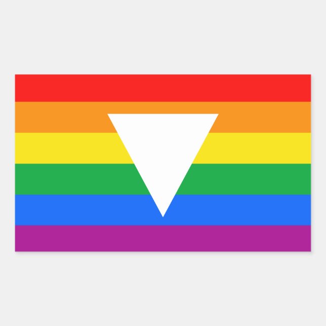 Pegatina Rectangular Diseño de triángulo del orgullo gay (Anverso)
