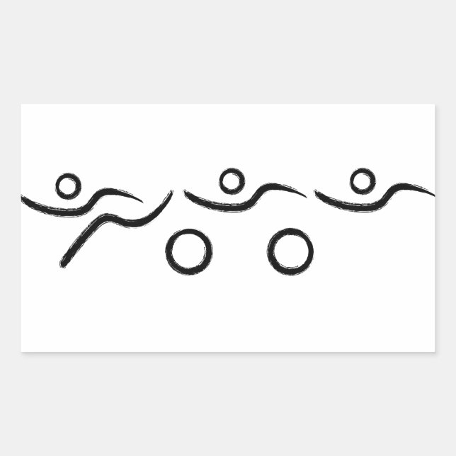 Pegatina Rectangular Diseño de triatlón fresco y único (Anverso)