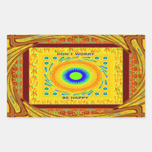 Pegatina Rectangular Diseño de vector de color tradicional africano roj