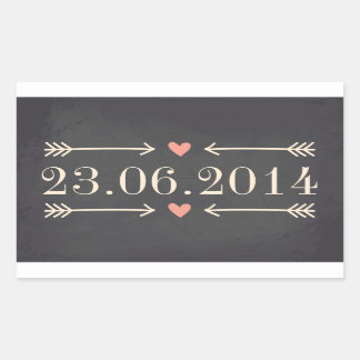 Pegatina Rectangular Diseño del Día de la Boda con Estilo Chalkboard Vi