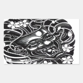 Pegatina Rectangular Diseño del tatuaje de máscara de Hannya