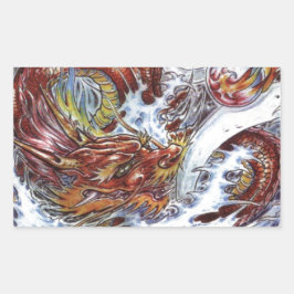 Pegatina Rectangular Diseño del tatuaje del dragón japonés