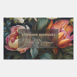 Pegatina Rectangular Diseño Floral de Pintura Floral Holandesa de Lujo