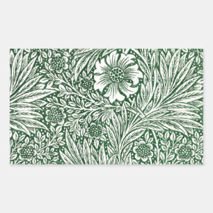 Pegatina Rectangular diseño floral verde caléndula de william morris
