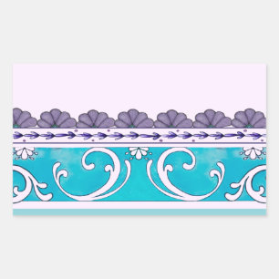 Pegatina Rectangular Diseño Fluer De Lis Blue Swirl