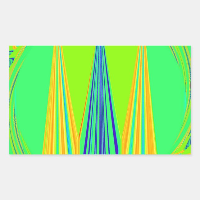 Pegatina Rectangular Diseño geométrico de neón con estilo (Anverso)