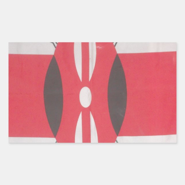 Pegatina Rectangular Diseño Harambe Bandera Vintage de Kenia (Anverso)
