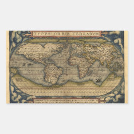 Pegatina Rectangular Diseño histórico del Atlas del Mapa Mundial de la 