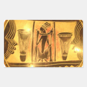 Pegatina Rectangular Diseño impreso de arte étnico de África dorada