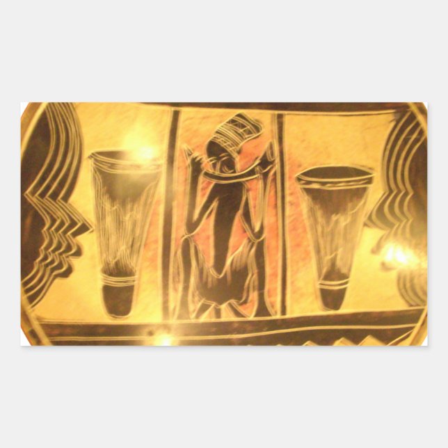 Pegatina Rectangular Diseño impreso de arte étnico de África dorada (Anverso)