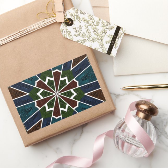 Pegatina Rectangular Diseño inspirado en sari con detalles intrincados (Regalar)