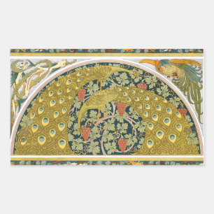 Pegatina Rectangular Diseño intrincado de estilo Art Nouveau pavo