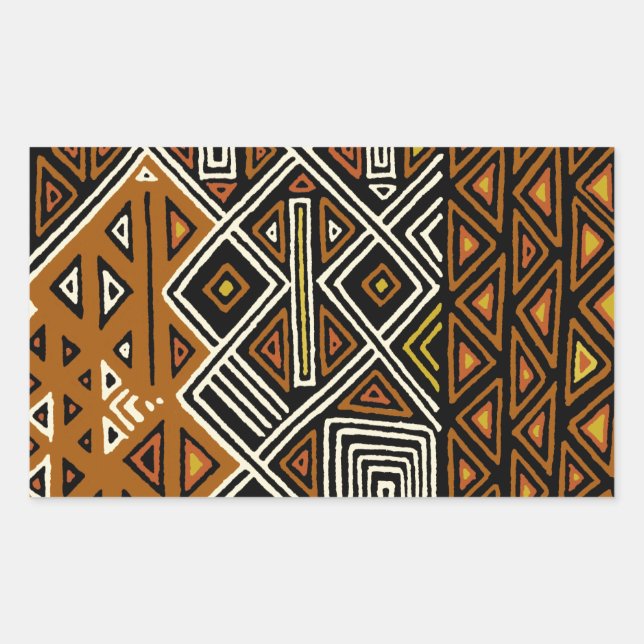 Pegatina Rectangular Diseño Kuba Tribal Africano (Anverso)