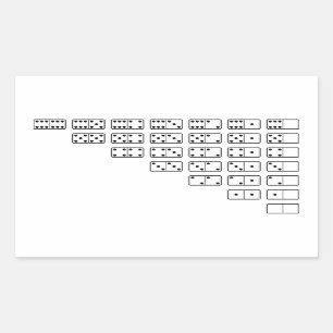 Pegatina Rectangular Diseño original Símbolos de Domino en blanco y neg