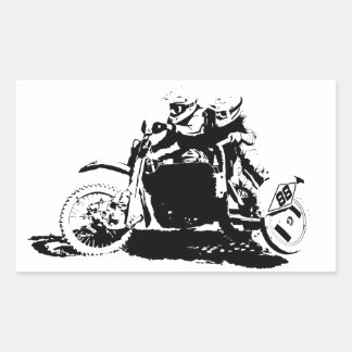 Pegatina Rectangular Diseño Sidecarcross simple