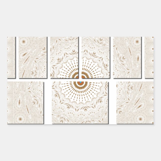 Pegatina Rectangular Diseño tonal geométrico beige neutro minimalista (Anverso)