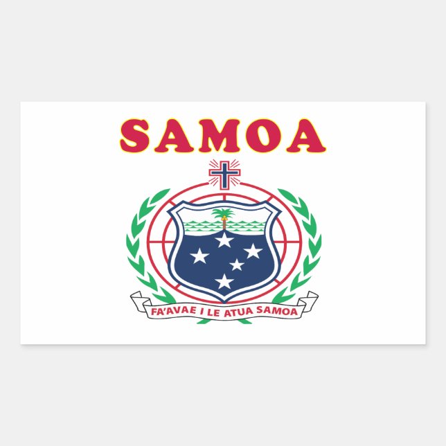 Pegatina Rectangular Diseños De Escudo De Armas De Samoa (Anverso)