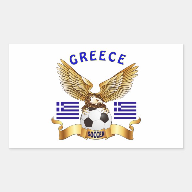 Pegatina Rectangular Diseños de fútbol de Grecia (Anverso)