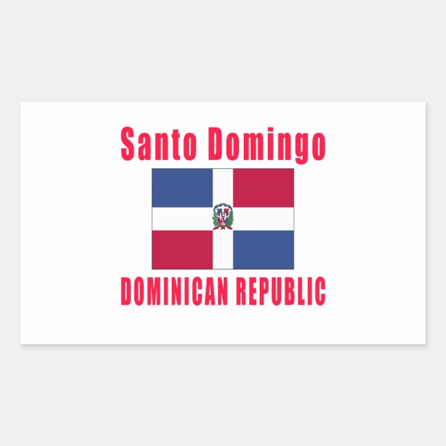 Pegatina Rectangular Diseños de la capital Santo Domingo de República D (Anverso)