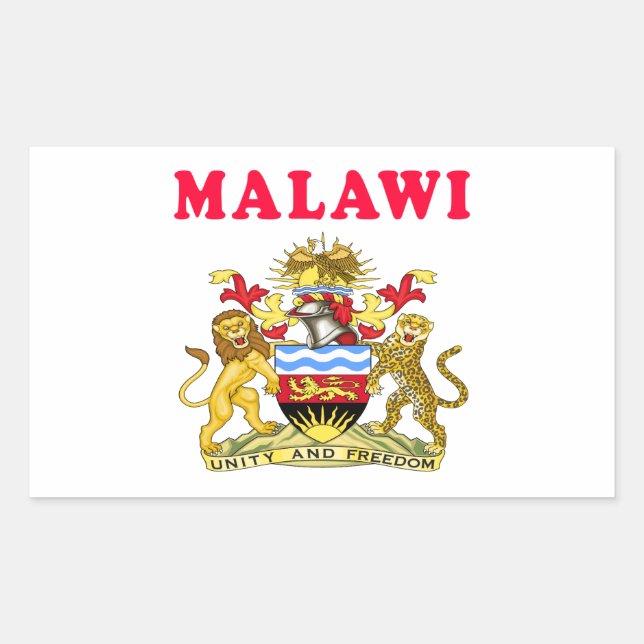 Pegatina Rectangular Diseños Del Escudo De Armas De Malawi (Anverso)