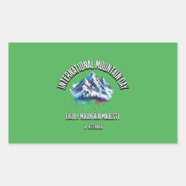 Pegatina Rectangular Disfruta Majestad de la Montaña. Día Internacional