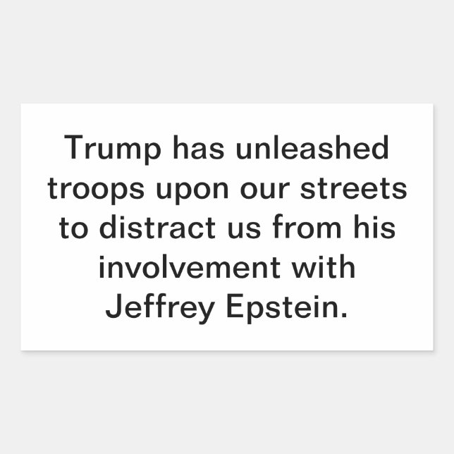 Pegatina Rectangular Distracción de Trump Epstein Hankamer Artjunkhaus  (Anverso)