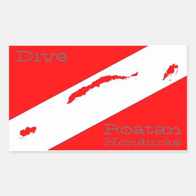 Pegatina Rectangular Dive Roatan (Anverso)